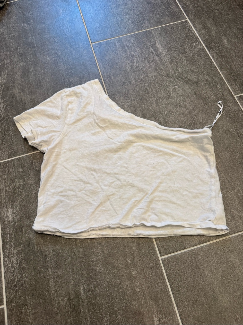 aerie White One-Shoulder Crop Top